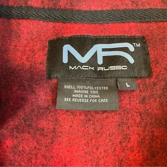 Mack Russo Flannel Half Zip Pullover, Men's, Red / Black, Size Large • NWT - Picture 5 of 5